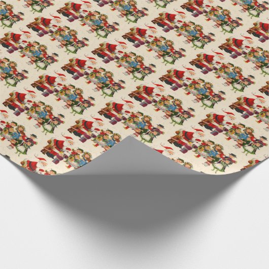 Papier Cadeau carrelage festif rétro de Noël Père Noël pour enfa (Coin)