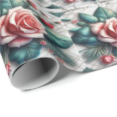 Papier Cadeau Carrelage floral complexe mosaïque (Coin rond)