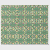 Papier Cadeau Carrelage floral vert Anniversaire (Plat)