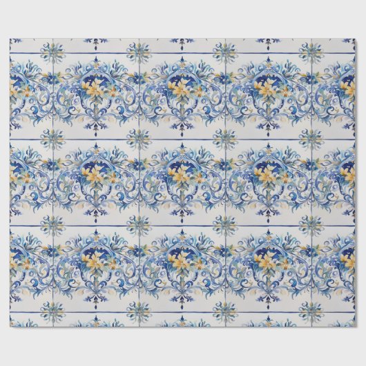 Papier Cadeau Carrelage italien Découpage de la côte d'Amalfi bl (Plat)