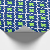 Papier Cadeau Carrelage marocain classique, bleu cobalt et citro (Coin)
