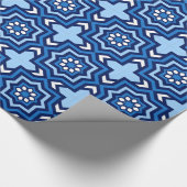 Papier Cadeau Carrelage marocain, Cobalt, Marine et Bleu clair (Coin)
