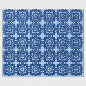 Papier Cadeau Carrelage marocain, Cobalt, Marine et Bleu clair (Plat)