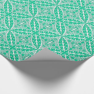 Papier Cadeau Carrelage marocain - turquoise et blanc