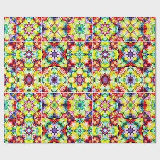 Papier Cadeau Carrelage méditerranéen, Carreaux d'encre d'alcool (Plat)