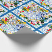 Papier Cadeau Carrelage méditerranéen, majolica, style sicilien  (Coin)