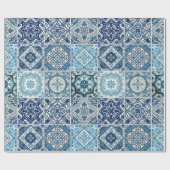 Papier Cadeau Carrelage méditerranéen, Portugais, Azulejo, Majol (Plat)