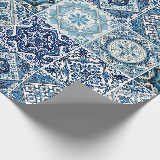 Papier Cadeau Carrelage méditerranéen, Portugais, Azulejo, Majol (Coin)