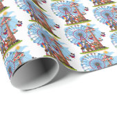 Papier Cadeau carrelage mignon enfants de la fête du cirque (Coin rond)