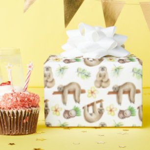 Papier Cadeau carrelage mignon paresse fête d'anniversaire