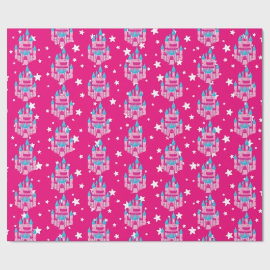 Papier Cadeau Carrelage Princess château fête filles carrelé env (Plat)