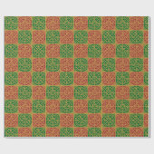 Papier Cadeau Carrelage rouge et vert sur Motif or (Plat)