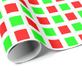 Papier Cadeau Carrés 02 - Rouge et Vert (Coin rond)