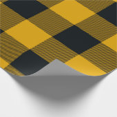 Papier Cadeau Carrés à carreaux jaunes et noirs Buffalo Plaid (Coin)
