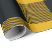 Papier Cadeau Carrés à carreaux jaunes et noirs Buffalo Plaid (Coin rond)