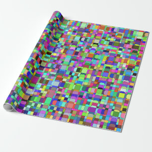 Papier Cadeau Carrés Abstraits Formes Motif multicolore