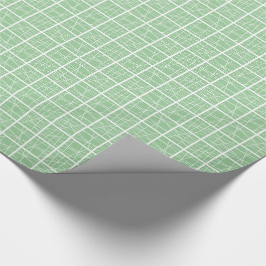 Papier Cadeau Carrés cassés - Vert sur blanc (Coin)