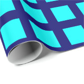 Papier Cadeau Carrés - Cyan sur Deep Navy (Coin rond)