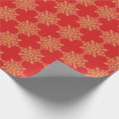 Papier Cadeau Carrés de brocart rouge et or (Coin)