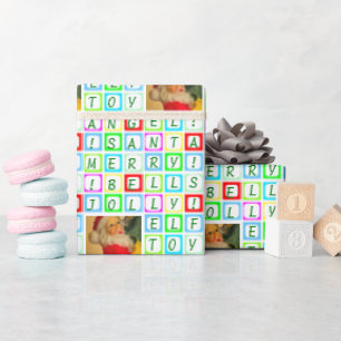 Papier Cadeau Carrés de couleur personnalisés et photo