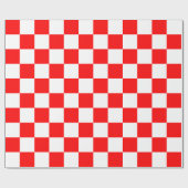 Papier Cadeau Carrés de damier rouge, blanc (Plat)
