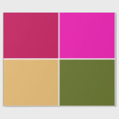 Papier Cadeau Carrés de fleurs roses chaudes (Plat)