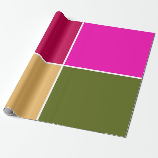Papier Cadeau Carrés de fleurs roses chaudes (Déroulé)
