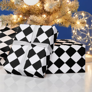 Papier Cadeau Carrés de tableau de Motif Diamant noir et blanc