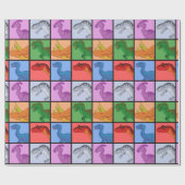 Papier Cadeau Carrés dinosaures (Plat)