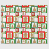 Papier Cadeau Carrés du pain d'épices de Noël (Plat)
