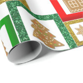 Papier Cadeau Carrés du pain d'épices de Noël (Coin rond)