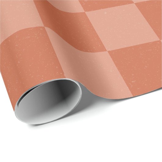 Papier Cadeau Carrés en terre cuite, vieux style imprimé (Coin rond)