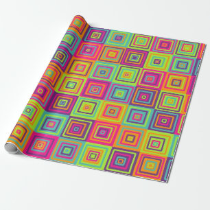 Papier Cadeau Carrés géométriques colorés
