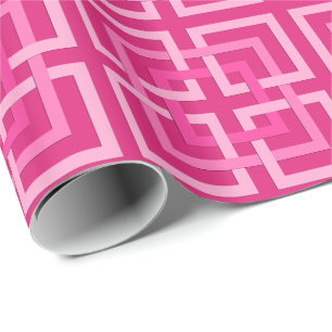 Papier Cadeau Carrés géométriques modernes, Fuchsia et rose clai