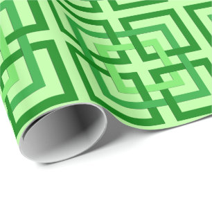 Papier Cadeau Carrés géométriques modernes, vert menthe et émera