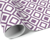 Papier Cadeau Carrés géométriques violet et blanc (Coin rond)
