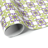 Papier Cadeau Carrés intervertissants violets et verts (Coin rond)