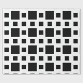 Papier Cadeau Carrés noirs géométriques (Plat)