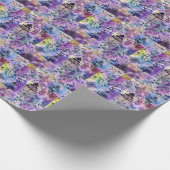 Papier Cadeau Carrés patchwork violets motif arbre de Noël (Coin)