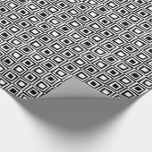 Papier Cadeau Carrés rétro - Blanc sur Noir (Coin)
