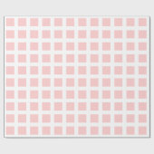 Papier Cadeau Carrés - Rose pâle sur blanc (Plat)