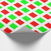 Papier Cadeau Carrés - Rouge et vert sur blanc (Coin)
