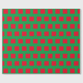 Papier Cadeau Carrés Rouges Verts (Plat)
