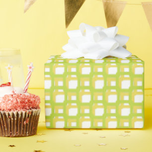 Papier Cadeau Carrés tissés jaune vert citron