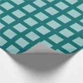 Papier Cadeau Carrés - Vert clair sur Turquoise (Coin)