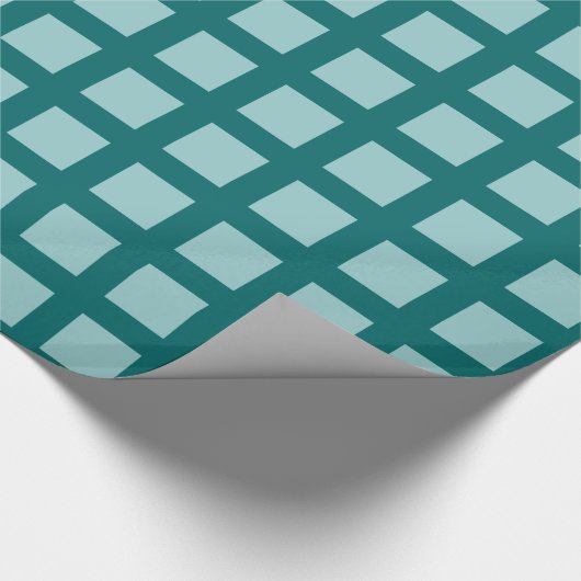Papier Cadeau Carrés - Vert clair sur Turquoise (Coin)