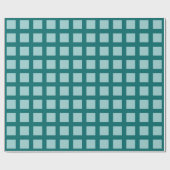 Papier Cadeau Carrés - Vert clair sur Turquoise (Plat)