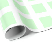 Papier Cadeau Carrés - Vert fantôme sur blanc (Coin rond)