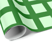 Papier Cadeau Carrés - Vert Fantôme sur Vert Forêt (Coin rond)