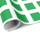 Papier Cadeau Carrés - Vert herbe sur blanc (Coin rond)